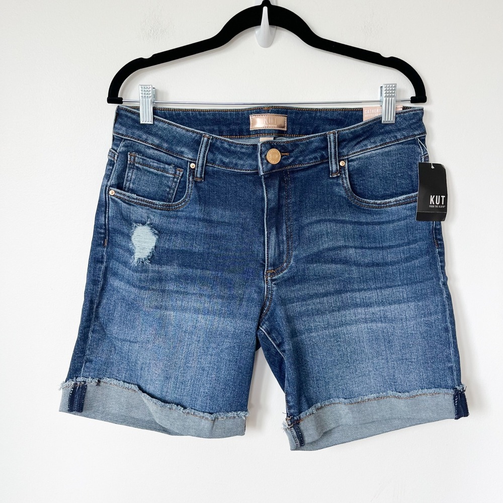 Kut from the Kloth Blue Distressed Denim Jean Shorts